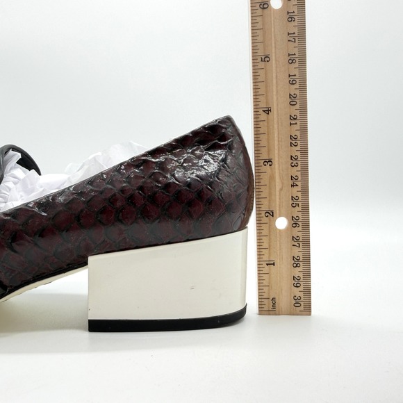 PHILLIP LIM Quinn Heeled Loafer Womens 7 Burgundy Black Croc Embossed Block Luxe - Picture 11 of 12